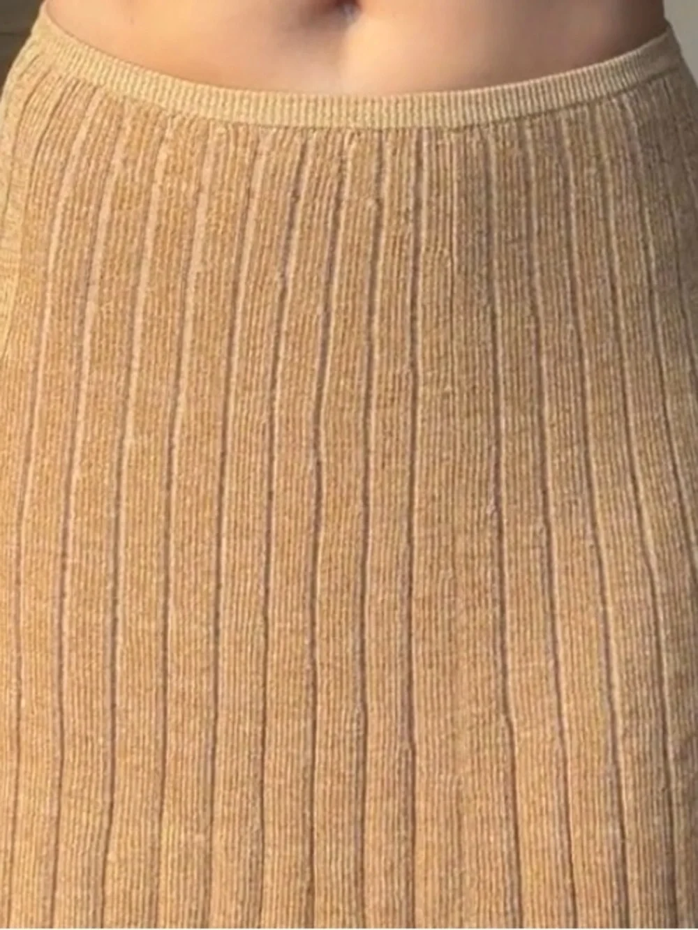 Tory Burch Ribbed Knit Maxi Skirt - Camel